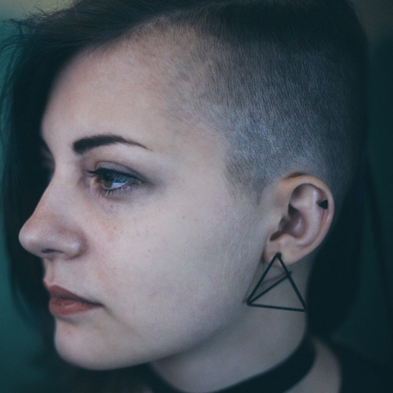 3D Geometric Triangle Square Earrings on kellinsilver.com