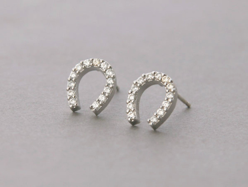 Swarovski Horseshoe Stud Earrings White Gold