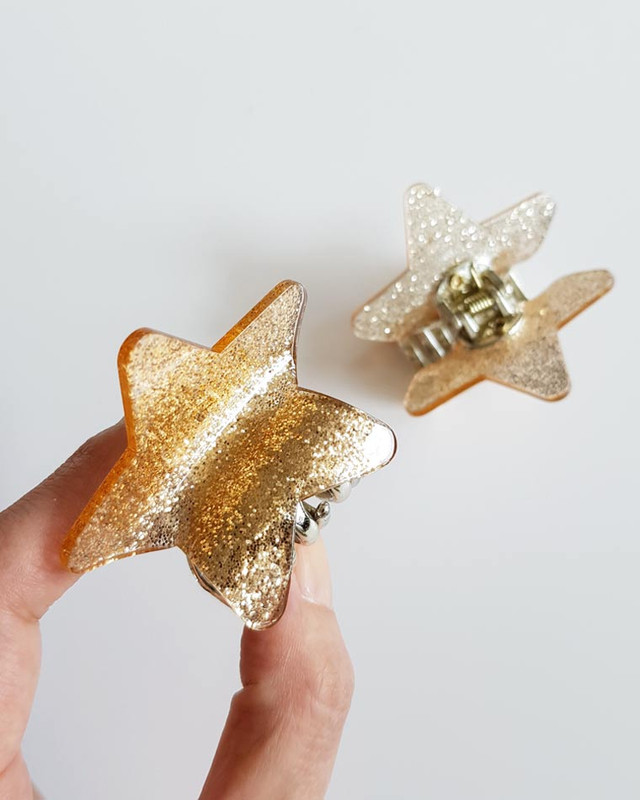 Gold Glitter Star Hair Claws Set of 2 on kellinsilver.com