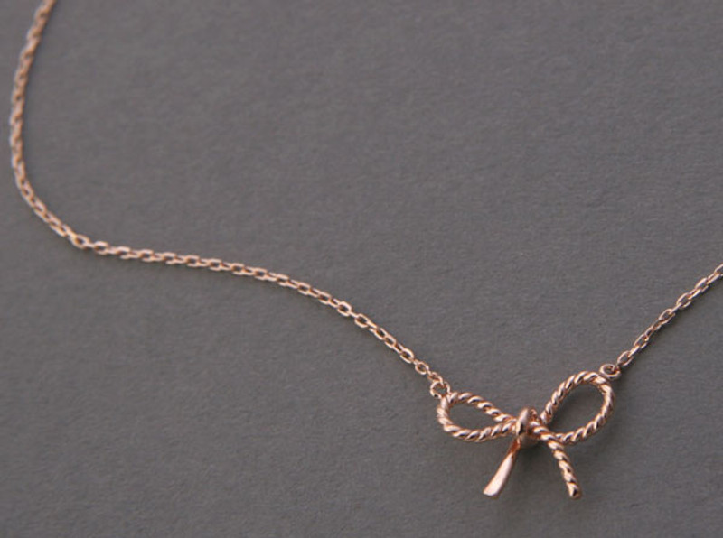 Rose Gold Bow Forget Me Knot Necklace Sterling Silver from kellinsilver.com