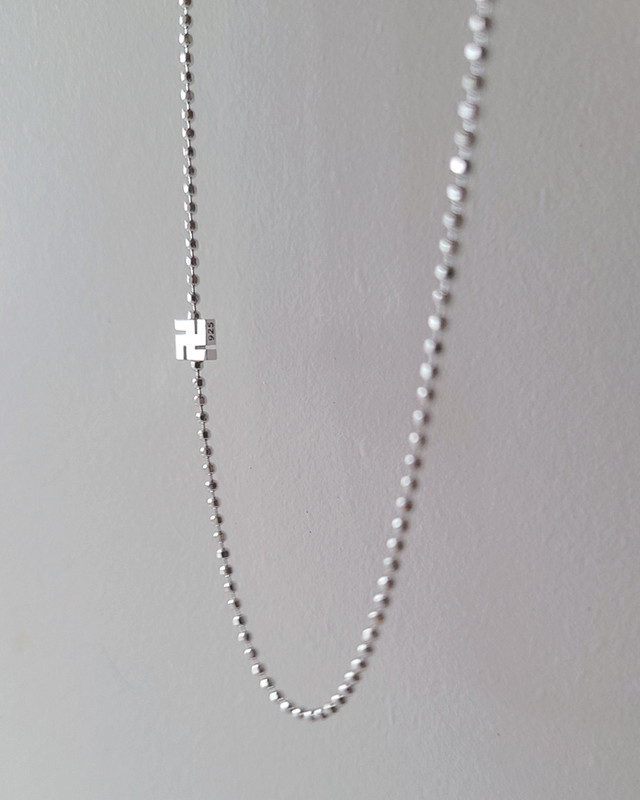 White Gold Buddhist Swastika Necklace Sterling Silver from kellinsilver.com