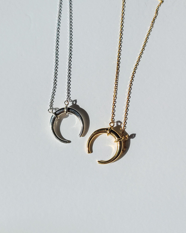 Tiny Double Horn Necklace in Sterling Silver on kellinsilver.com