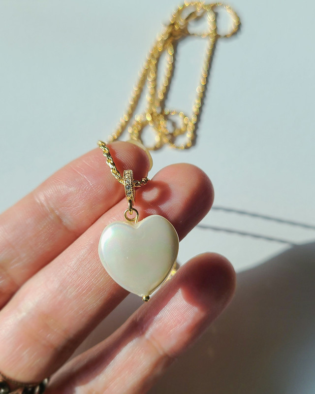 16mm Pearly Heart Gold CZ Rondelle Charm on kellinsilver.com