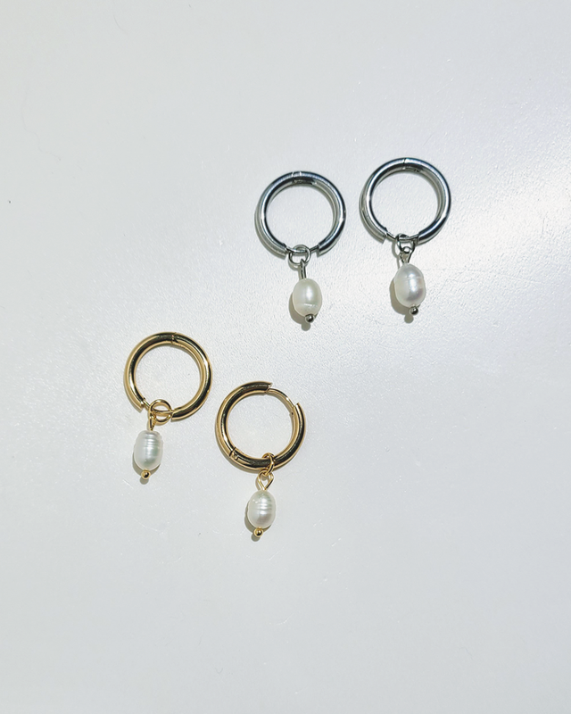 Tiny Freshwater Pearl Hoop Earrings on kellinsilver.com