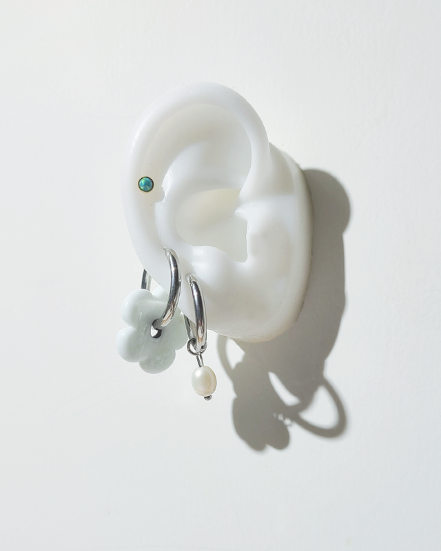 Tiny Freshwater Pearl Hoop Earrings on kellinsilver.com
