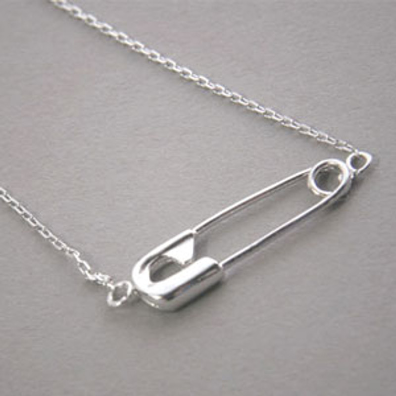 White Gold Safety Pin Necklace Sterling Silver  from kellinsilver.com