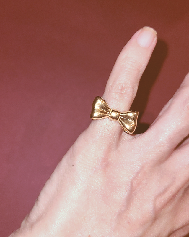 Olivia Gold Bow Ring in Sterling Silver on kellinsilver.com