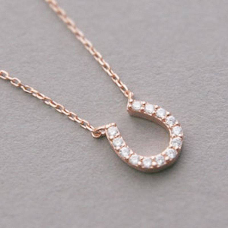 Rose Gold Swarovski Horseshoe Necklace Sterling Silver ON KELLINSILVER.COM