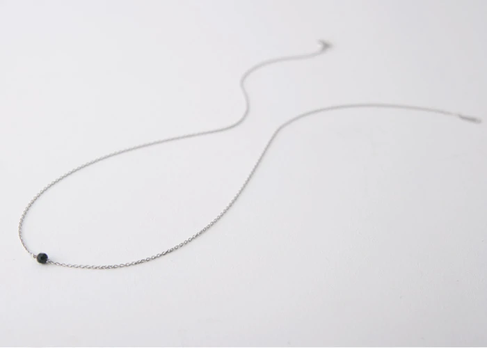 Tiny Onyx Necklace Sterling Silver