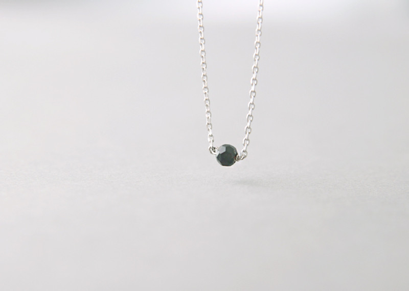 Tiny Onyx Necklace Sterling Silver