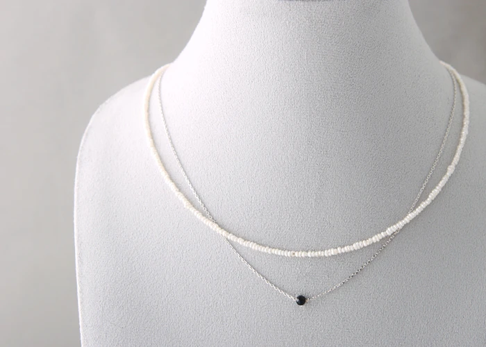 Tiny Onyx Necklace Sterling Silver