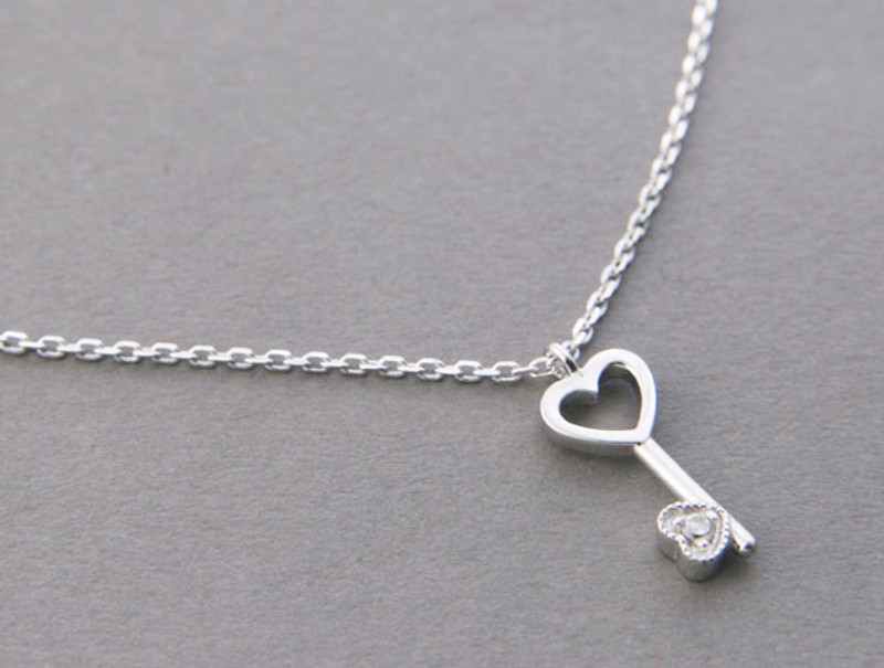 Tiny Heart Key Necklace