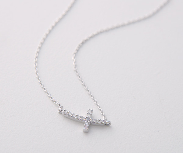 925 Sterling Silver Sideways Cross Pendant Necklace – Tiny 13mm, Adjustable 15.75-17.75"