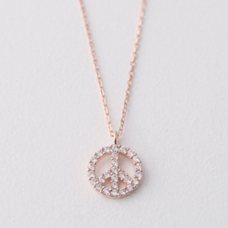 Rose Gold Swarovski Peace Sign Necklace Sterling Silver from kellinsilver.com