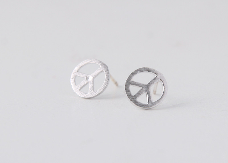 Peace Sign Stud Earrings Silver Post - kellinsilver.com