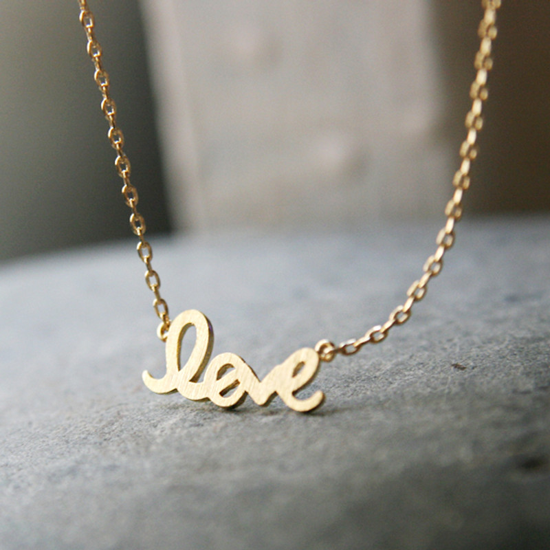 Gold Love Script Necklace
