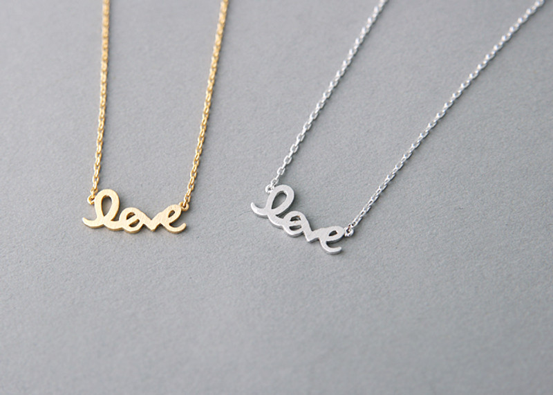 Gold Love Script Necklace