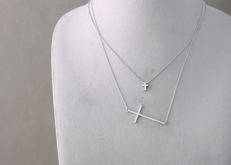 Tiny Cross Necklace Sterling Silver