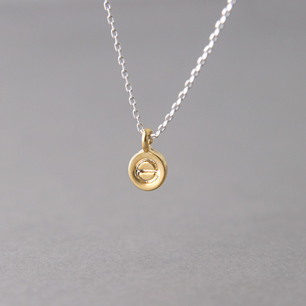 70cm Gold Circle Love Charm Necklace Sterling Silver