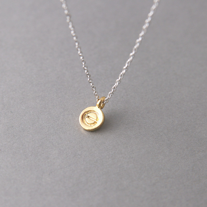 70cm Gold Circle Love Charm Necklace Sterling Silver