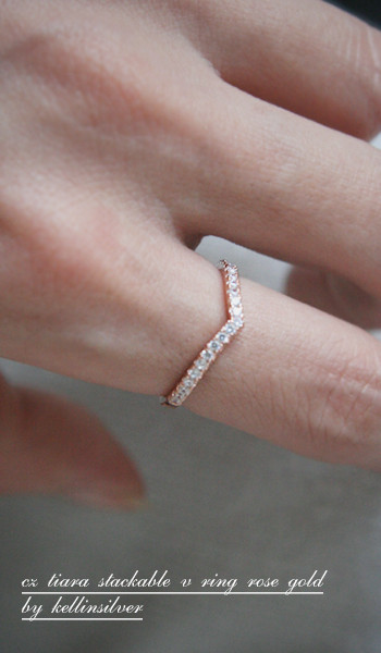 CZ Tiara V Ring Rose Gold from kellinsilver.com