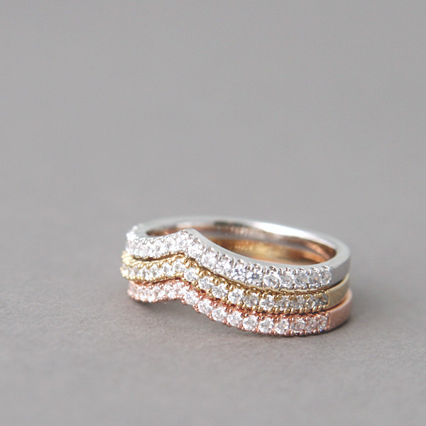 CZ Tiara V Ring Rose Gold from kellinsilver.com