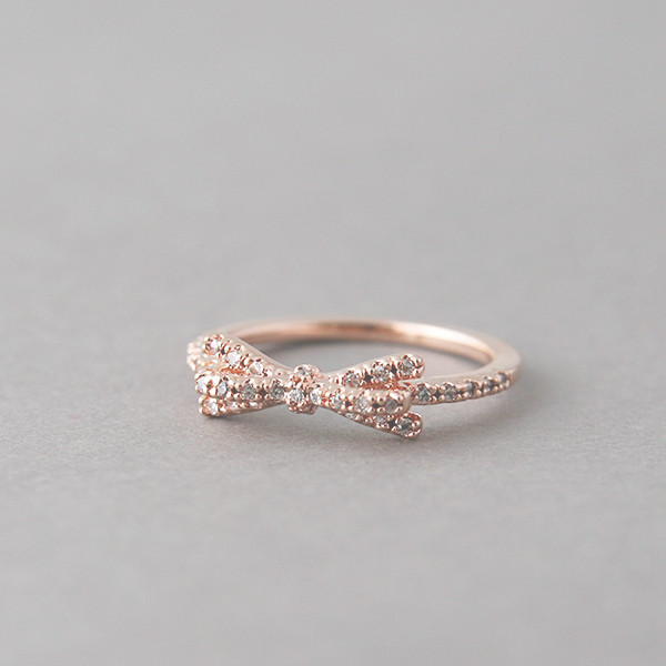 CZ Ribbon Bow Ring Rose Gold from kellinsilver.com