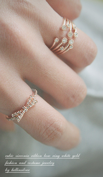 CZ Ribbon Bow Ring Rose Gold from kellinsilver.com