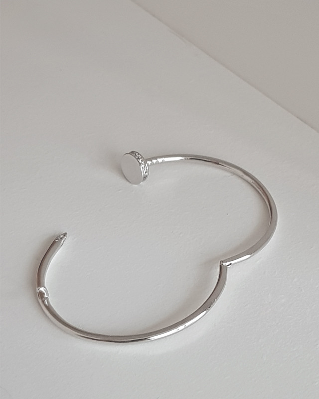 CZ White Gold Nail Cuff Bracelet Sterling Silver from kellinsilver.com