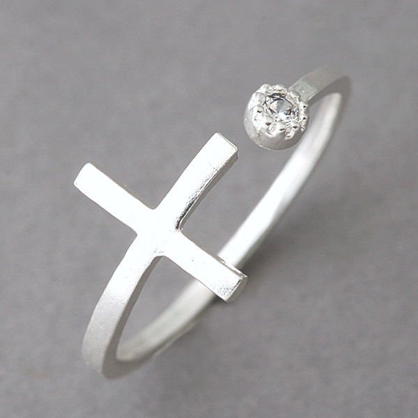 CZ Sideways Cross Wrap Ring Sterling Silver from kellinsilver.com