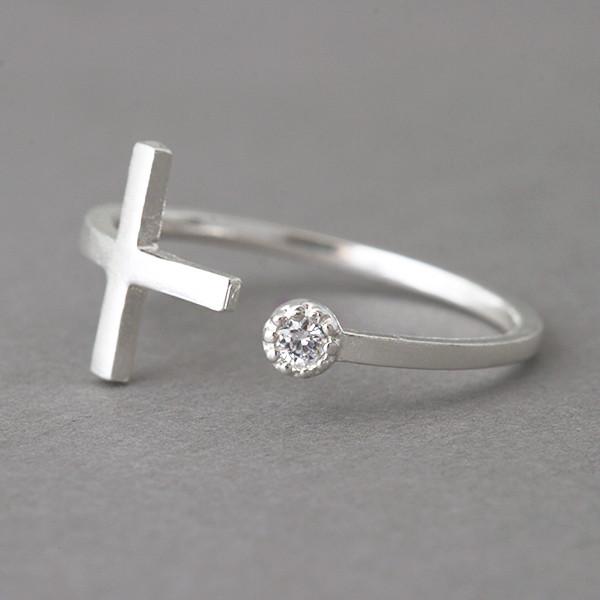 CZ Sideways Cross Wrap Ring Sterling Silver from kellinsilver.com