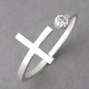 CZ Sideways Cross Wrap Ring Sterling Silver from kellinsilver.com