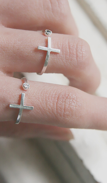 CZ Sideways Cross Wrap Ring Sterling Silver from kellinsilver.com