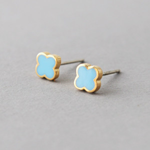 Turquoise Four Leaf Clover Earrings Studs