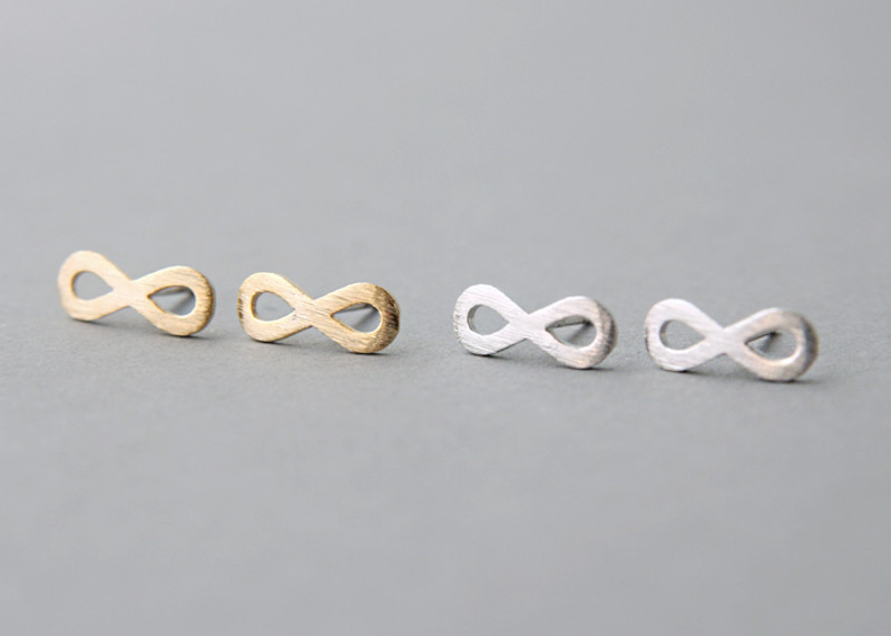 Blushed Gold Infinity Stud Earrings