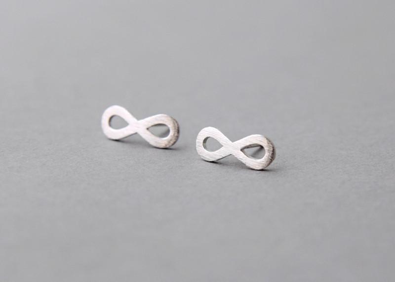 Blushed Silver Infinity Stud Earrings