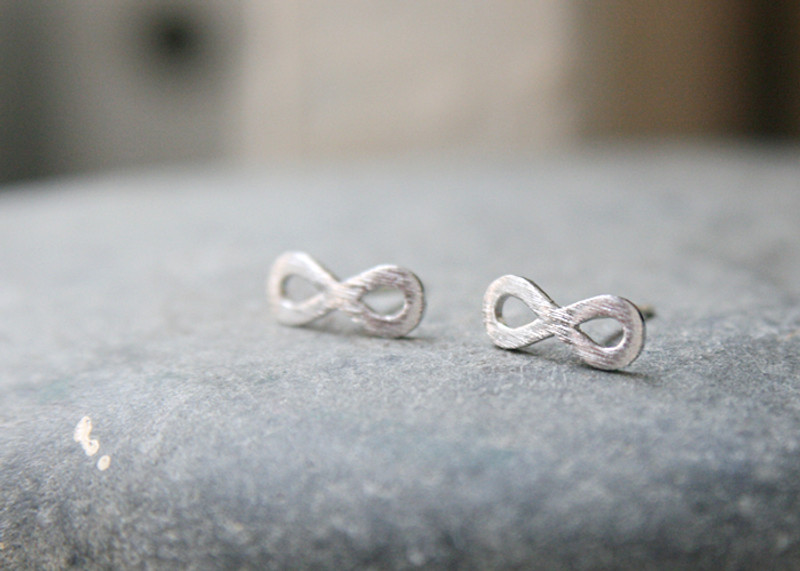 Blushed Silver Infinity Stud Earrings