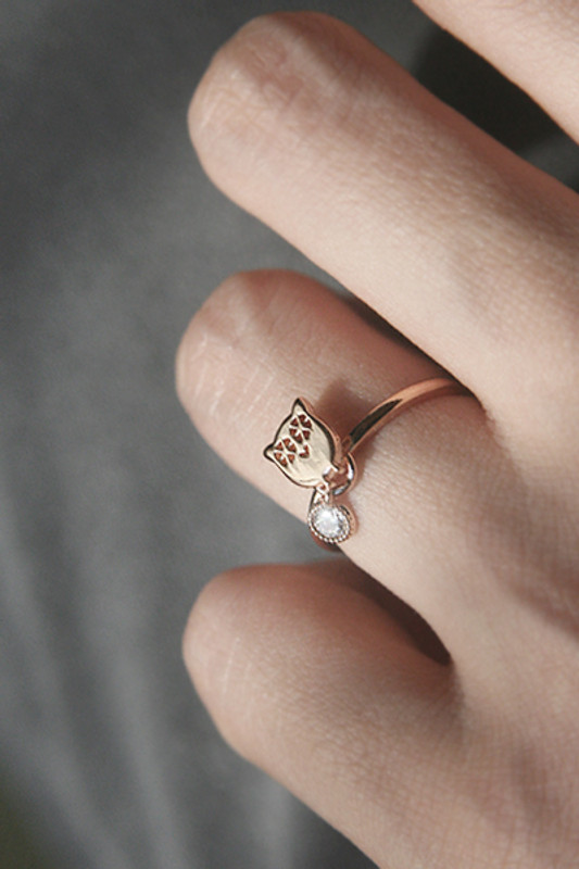 Lucky Charm Owl Ring Rose Gold