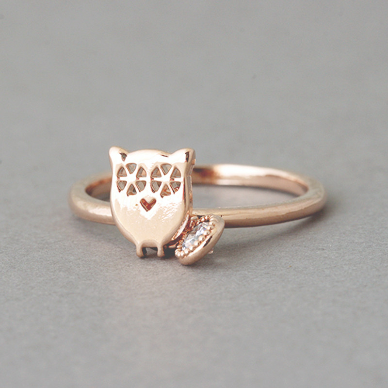 Lucky Charm Owl Ring Rose Gold