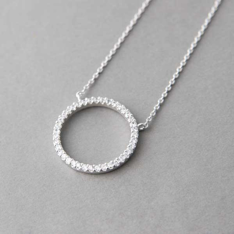 Swarovski White Gold Outline Circle Necklace Sterling Silver FROM KELLINSILVER.COM