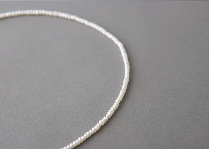 2mm Full Strand Freshwater Button Pearl Necklace Sterling Silver