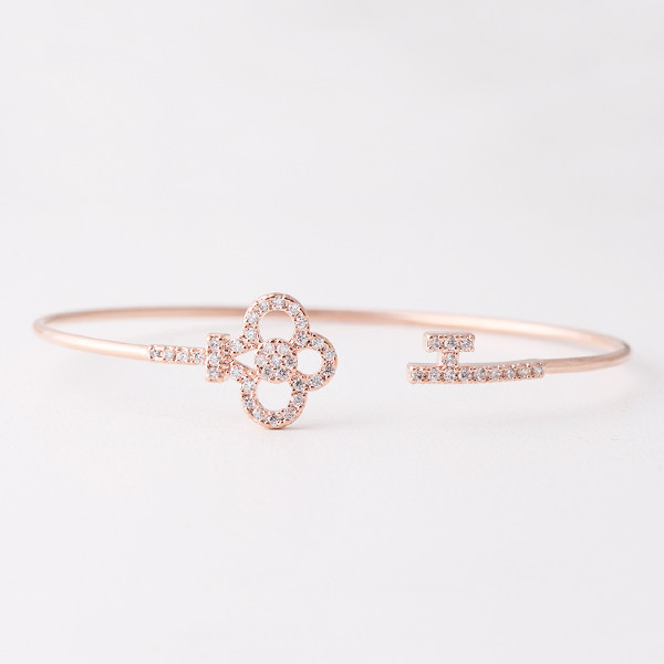  Swarovski Rose Gold Clover Key Cuff Bracelet from kellinsilver.com