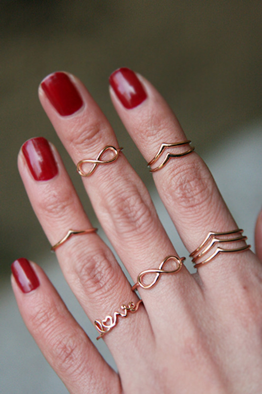 Rose Gold Infinity Midi Rings Set of 2 from kellinsilver.com