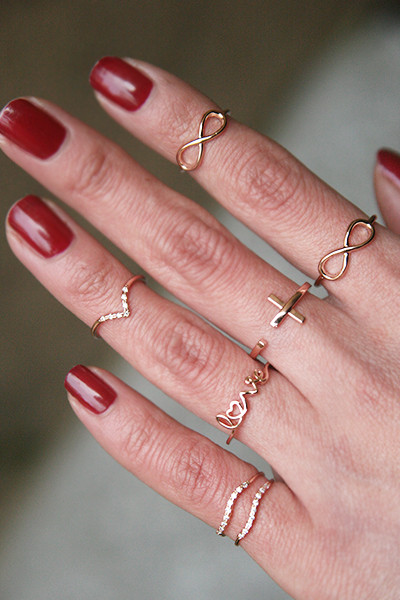 Rose Gold Infinity Midi Rings Set of 2 from kellinsilver.com