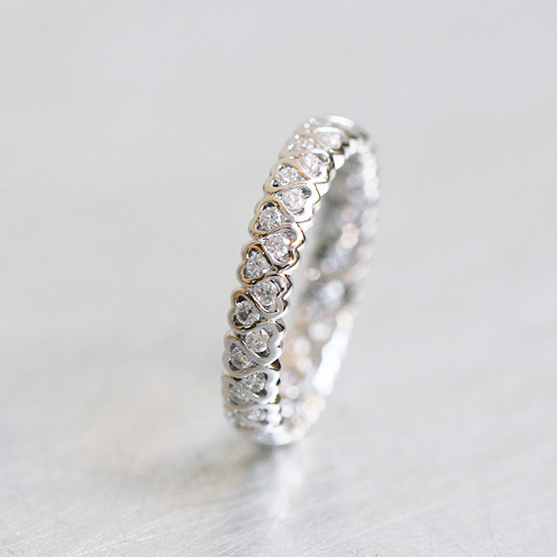 CZ Heart Eternity Band Ring White Gold from kellinsilver.com