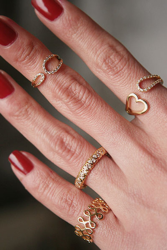 CZ Heart Eternity Band Ring Gold from kellinsilver.com