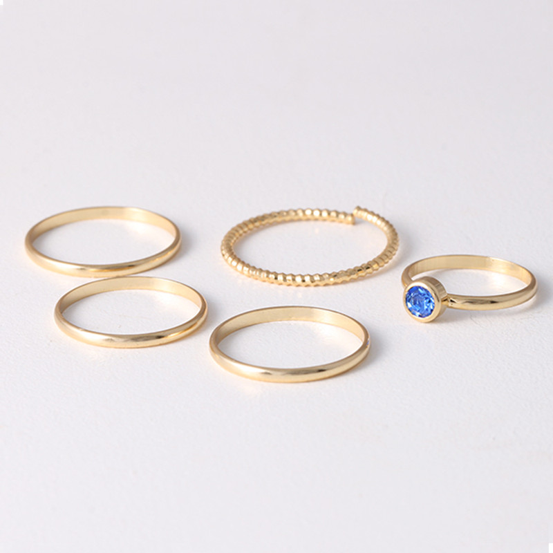 Sapphire Blue Stackable Rings Gold Set of 5 - kellinsilver.com