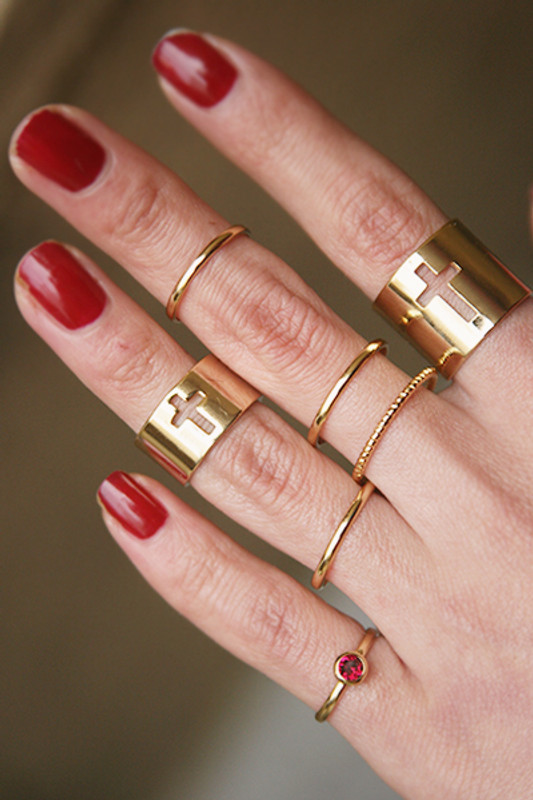 Ruby Red Stackable Rings Gold Set of 5 from kellinsilver.com