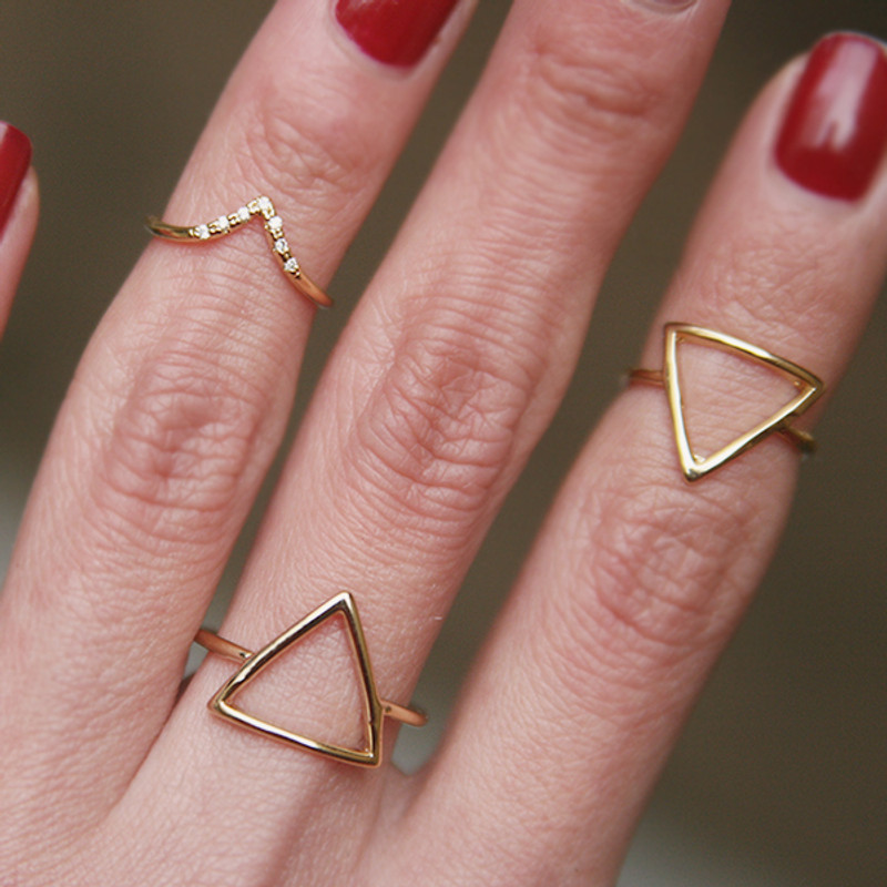 Gold Triangle Midi Rings Set of 2 from kellinsilver.com