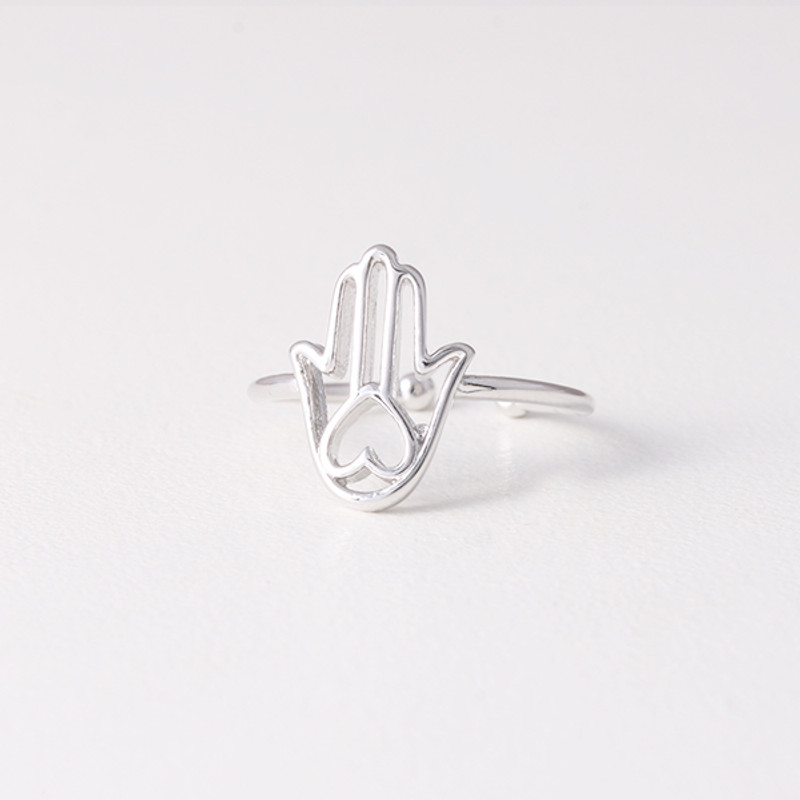 Whie Gold Heart Hamsa Ring Wrap from kellinsilver.com